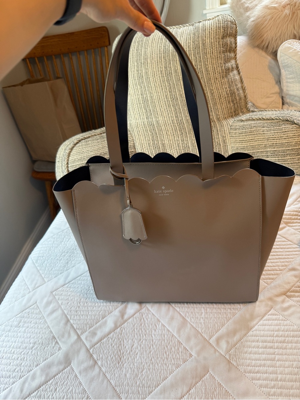 kate spade lavender Scallop-Edge Leather Tote